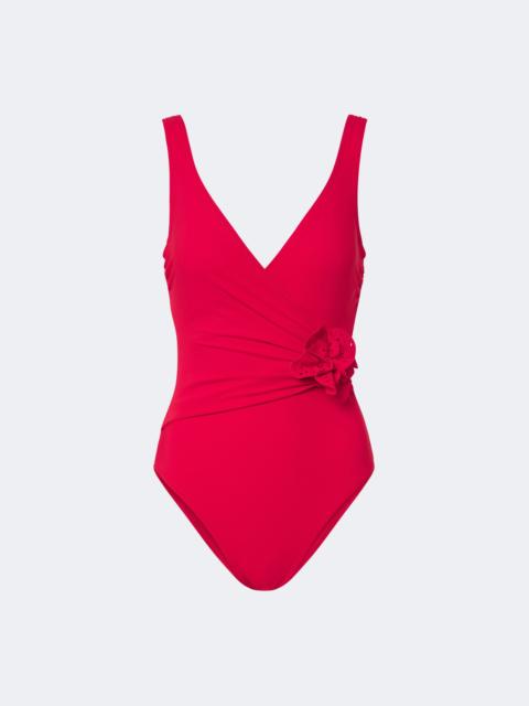 KARLA COLLETTO Rosetta floral-appliqué gathered swimsuit