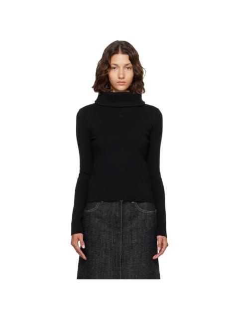 courrèges Black High Collar Merino Wool Sweater