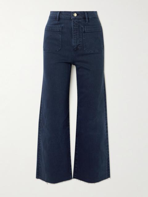 FRAME The Anchor Frayed Cropped High-rise Wide-leg Jeans
