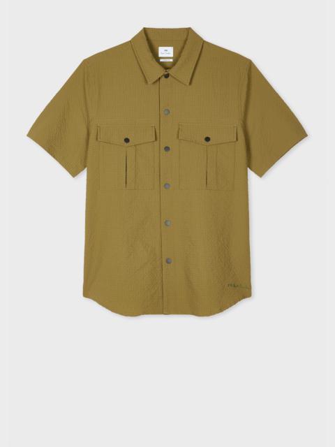 Paul Smith Khaki Recycled-Polyester Bubble Seersucker Shirt