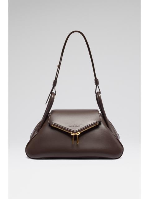Amina Muaddi GEMINI SHOULDER BAG COFFEE NAPPA