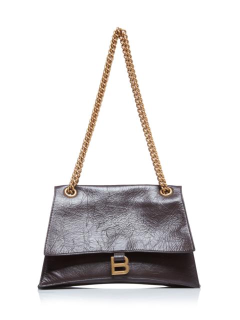 Crush Leather Chain Bag brown