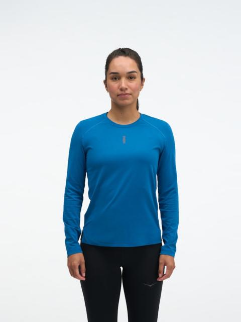 HOKA Women's EveryRun Long Sleeve Shirt in Night Glow Blue