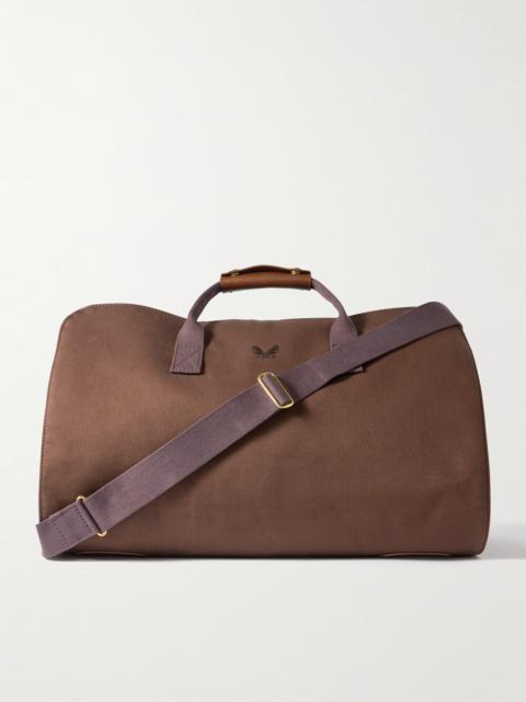 BENNETT WINCH Logo-Embroidered Leather-Trimmed Cotton-Twill Suit Carrier and Holdall