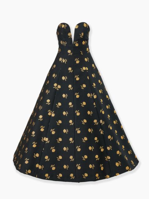 CAROLINA HERRERA Carnation Jacquard Deep V-Neck Dress