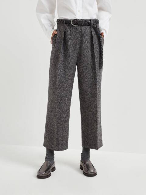 Brunello Cucinelli Virgin wool herringbone tweed pleated trousers
