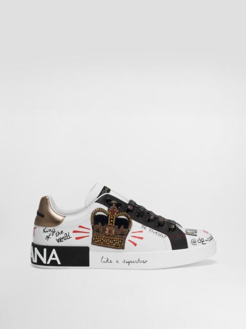 Dolce & Gabbana Portofino sneakers in printed nappa calfskin with patch