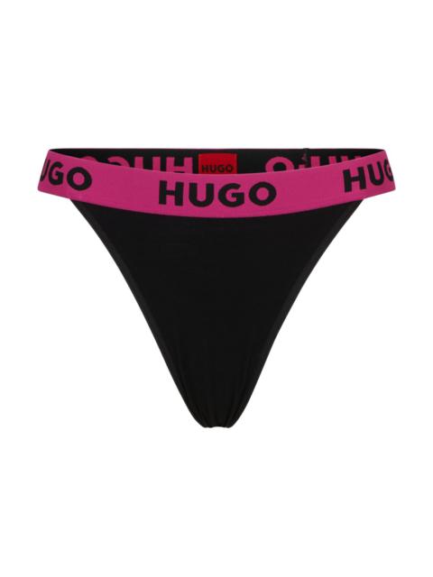 HUGO STRETCH-JERSEY STRING BRIEFS WITH BRANDED WAISTBAND