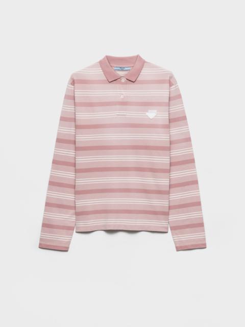 Prada Long-sleeved striped piqué polo shirt