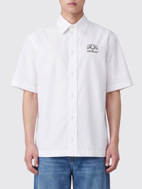 Off-White Bowling Shirt in Modal and Silk Blend with Rear Arrow Logo