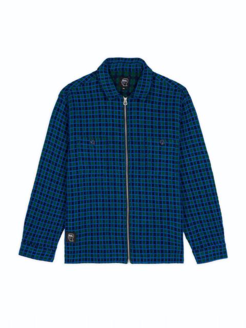 BRAIN DEAD Check Mate Flannel Zip Shirt - Navy