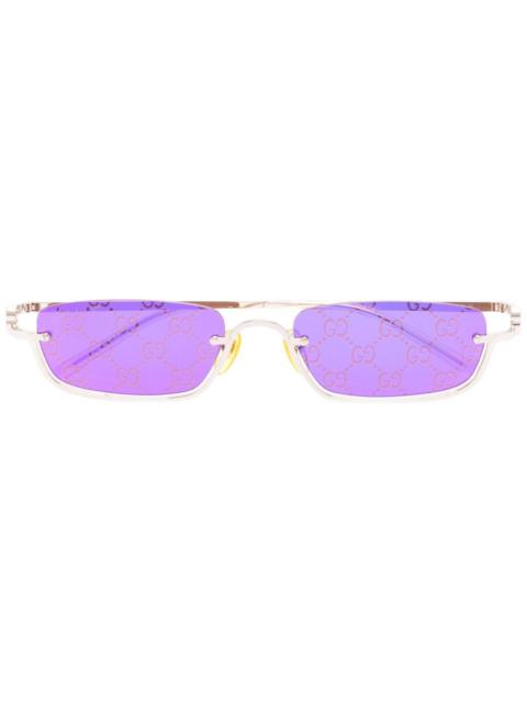 gold-tone logo print rectangular sunglasses