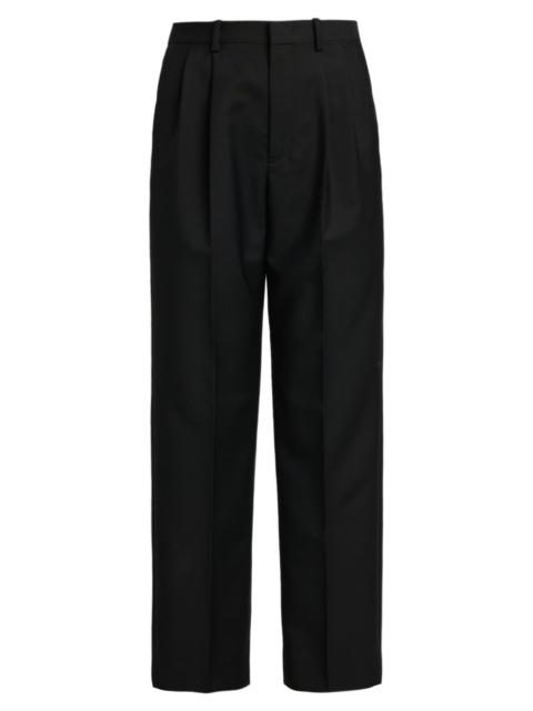 Jil Sander Women's Wool-Mohair Canvas Pleated Trousers - Black
