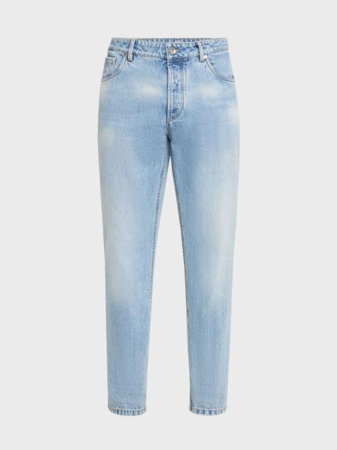 Brunello Cucinelli Men's Slim Light-Wash Denim Jeans