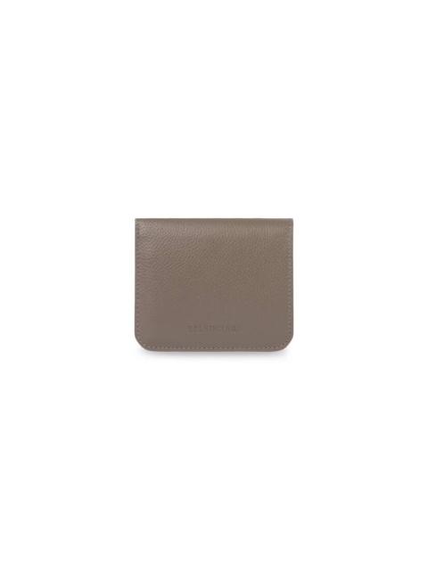 BALENCIAGA Essential Flap Coin And Card Holder in Green/silver