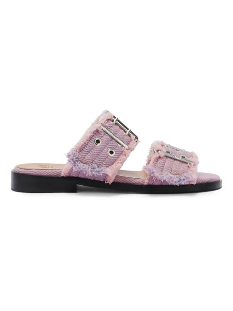 GANNI Women's Feminine Fringed Denim Sandals - Cameo Pink