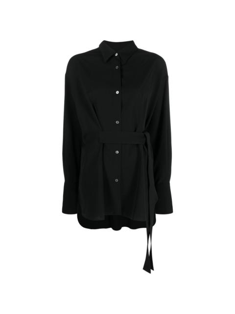 buttoned-up belted shirt