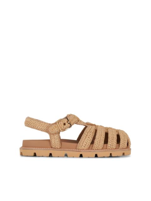 Prada raffia caged sandals