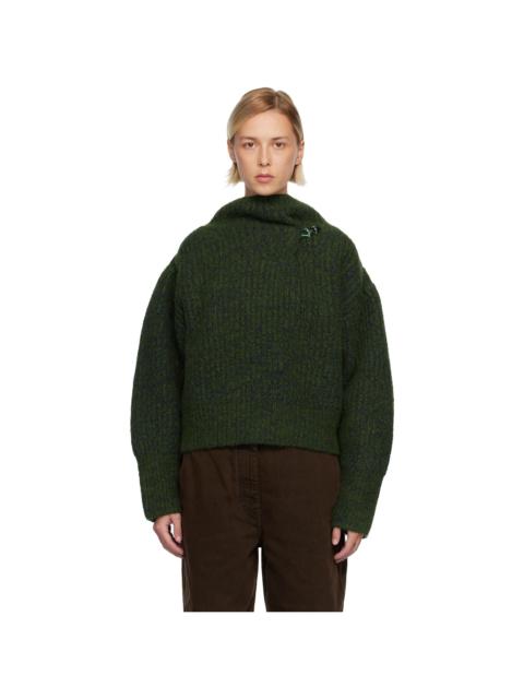 Dries Van Noten Green Wool Turtleneck