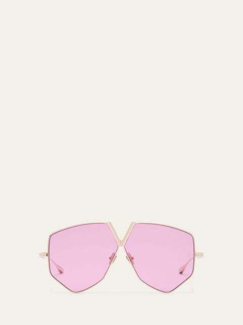 Valentino V-Hexagon Metal Alloy Aviator Sunglasses