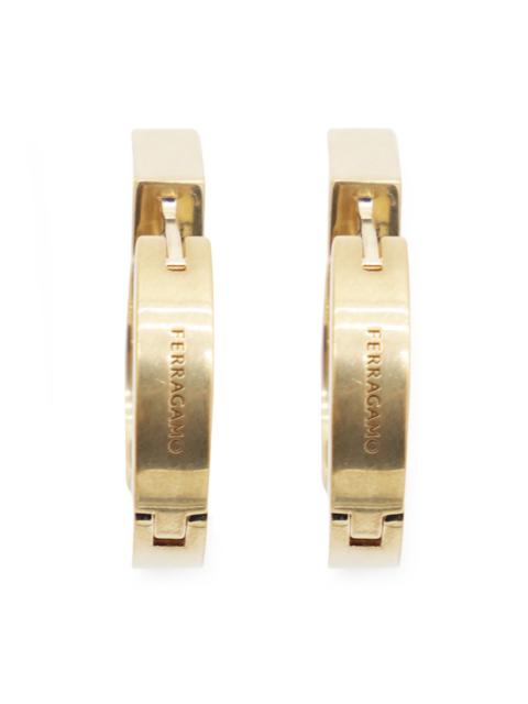 FERRAGAMO gold metal logo earrings