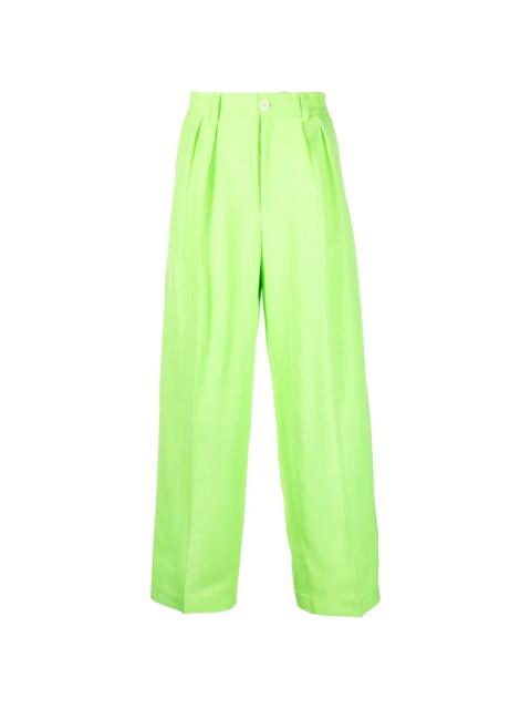 JACQUEMUS green Le Pantalon Pastre leather trousers | REVERSIBLE