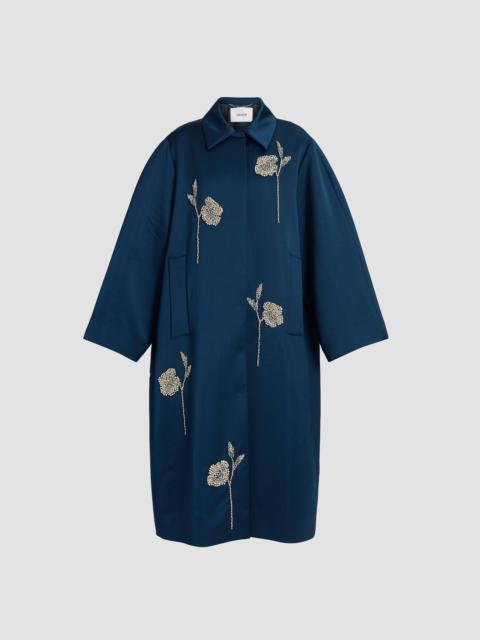 Erdem EMBROIDERED HEAVY SATIN COAT