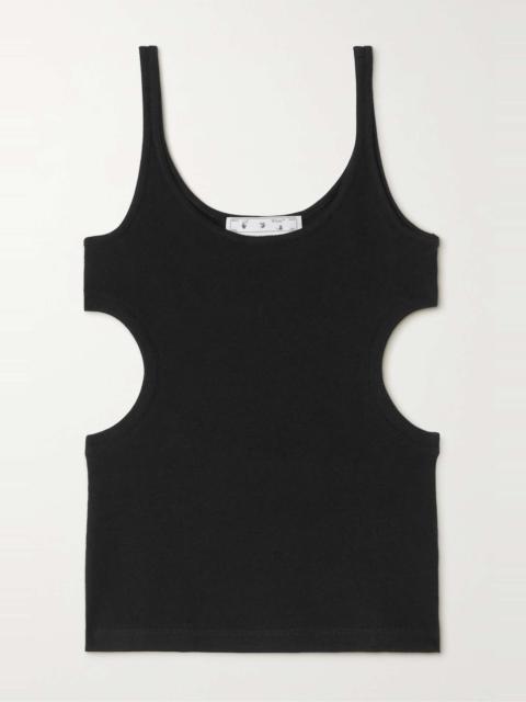 Off-White Cutout ribbed stretch-cotton  jersey tank