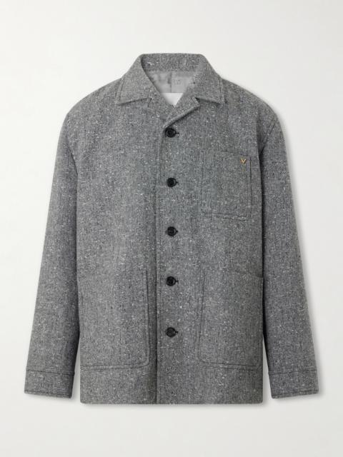 Valentino VLogo-Embellished Mélange Virgin Wool Blouson Jacket