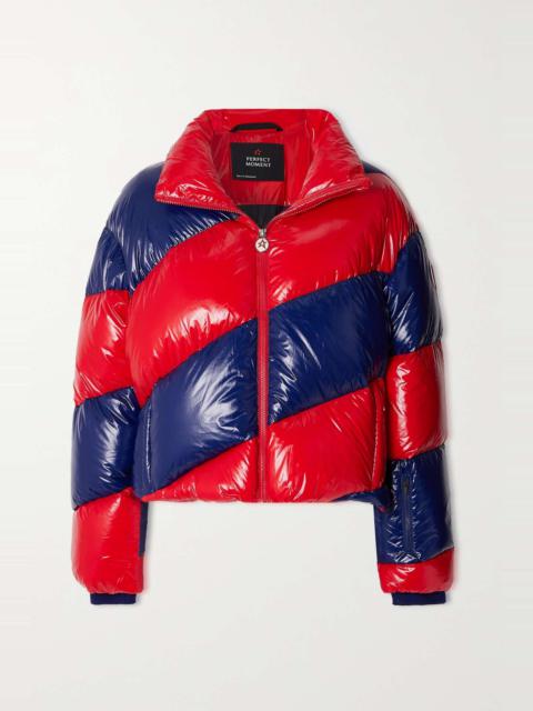 Super Mojo striped quilted glossed down jacket