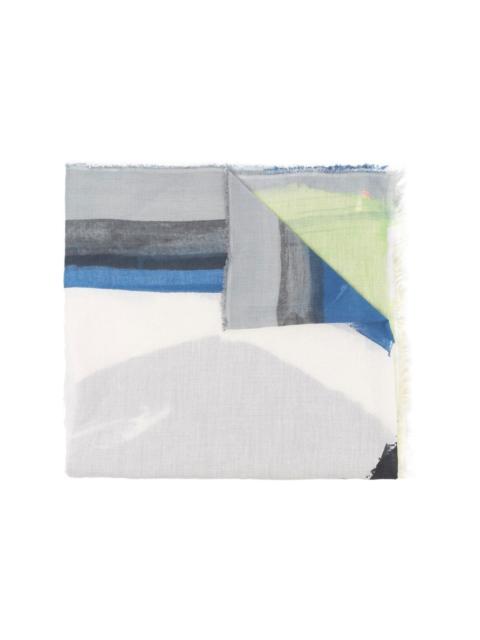 Faliero Sarti abstract-print frayed-edge scarf