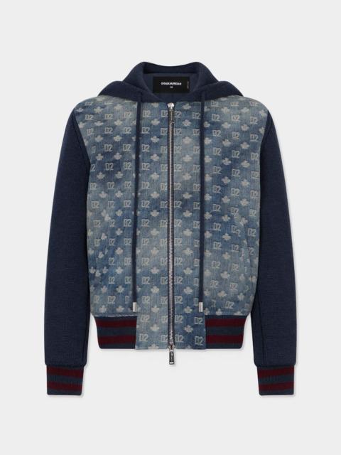 DSQUARED2 D2 MONOGRAM ZIPPED CARDIGAN