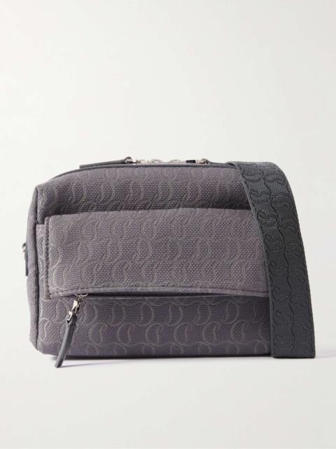 Christian Louboutin Zip N Flap Leather-Trimmed Canvas-Jacquard Messenger Bag