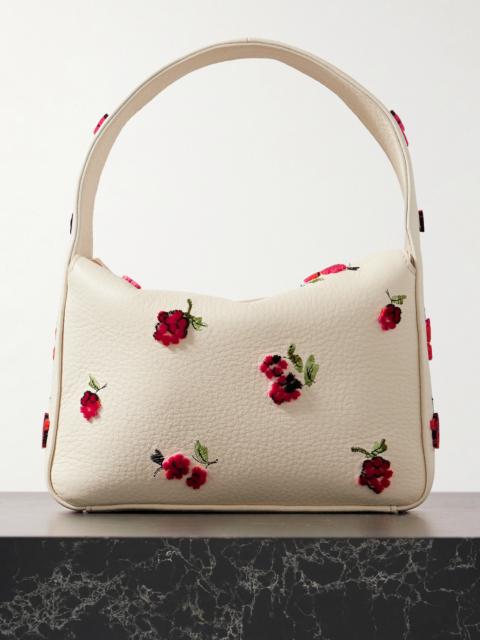 KHAITE Elena Small Embroidered Appliquéd Textured-leather Shoulder Bag