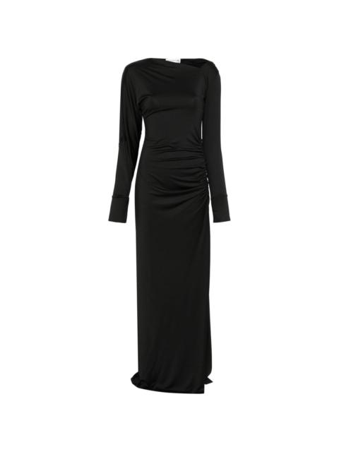 asymmetric-neck maxi dress