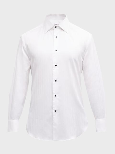 Men's Chevron Cotton Dress Shirt With Studs