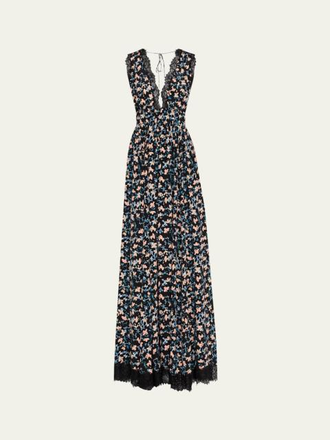 ULLA JOHNSON Marguerite V-Neck Silk Lace Gown
