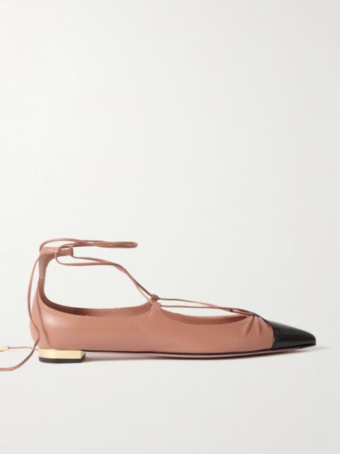 AQUAZZURA Gabi Lace-up Leather Point-toe Flats