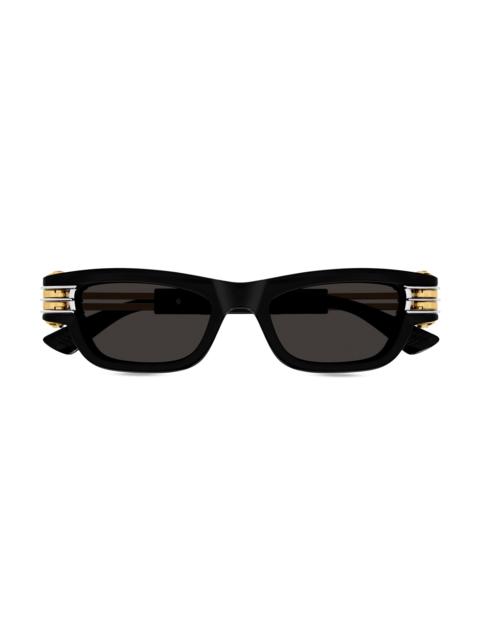Bottega Veneta Women's Bolt 50MM Rectangular Sunglasses - Black Gold Dark Grey