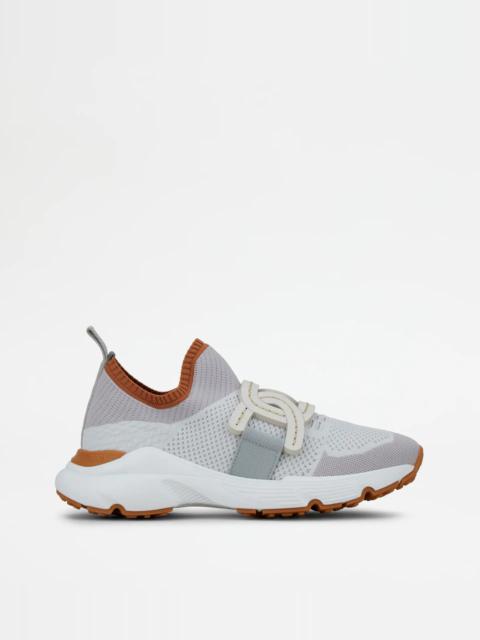 Tod's SNEAKERS IN HIGH-TECH FABRIC - WHITE, GREY
