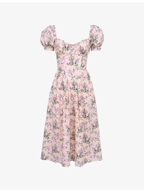 House of CB Lulabell Floral-Print Stretch-Cotton Midi Dress