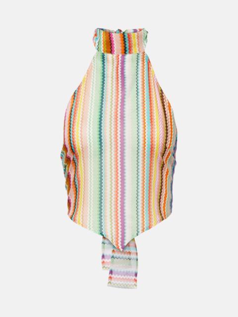 Missoni Striped halterneck cotton and silk top