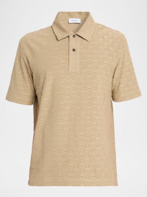 FERRAGAMO Men's Cotton Jacquard Gancini Monogram Polo Shirt