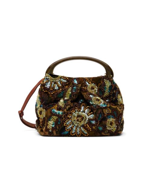Dries Van Noten Khaki Small Embellished Resin Handle Bag