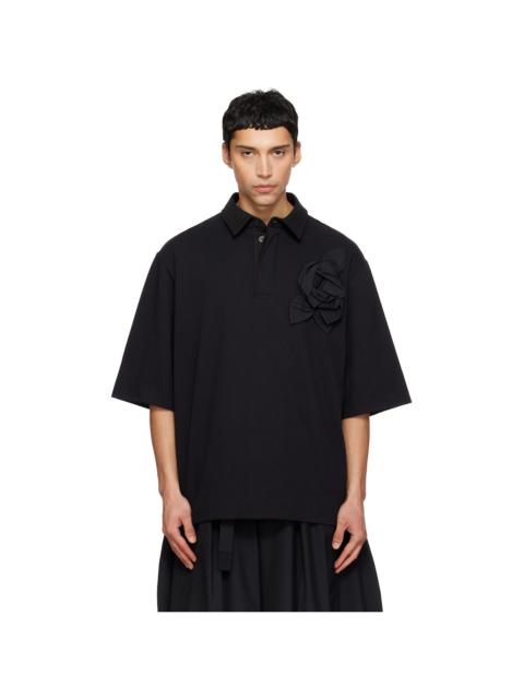 Simone Rocha Black Pressed Rosette Rugby Jersey Polo