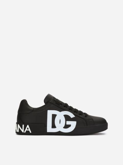 Calfskin nappa Portofino sneakers with DG logo print