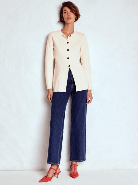 BODEN Joanna Fitted Knitted Jacket-Warm Ivory