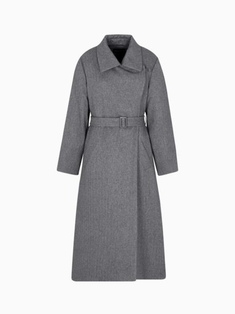 EMPORIO ARMANI COAT IN WATER-REPELLENT FABRIC WITH A CHEVRON MOTIF