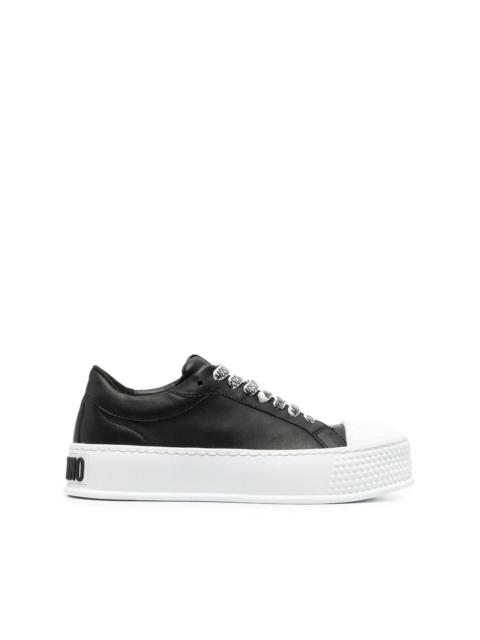 embossed-logo faux-leather sneakers