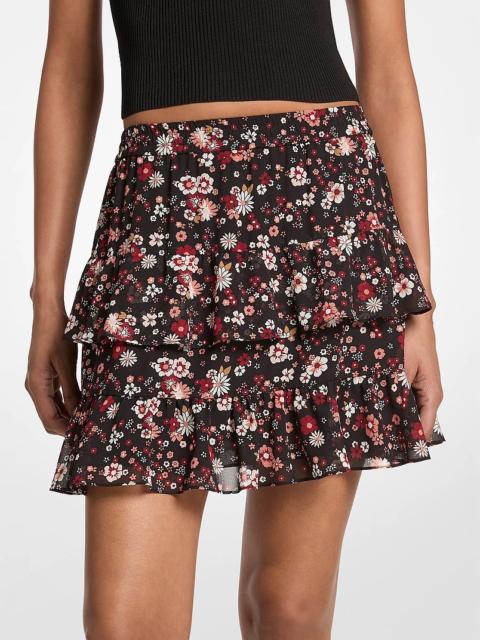 MICHAEL KORS Floral Print Georgette Skirt